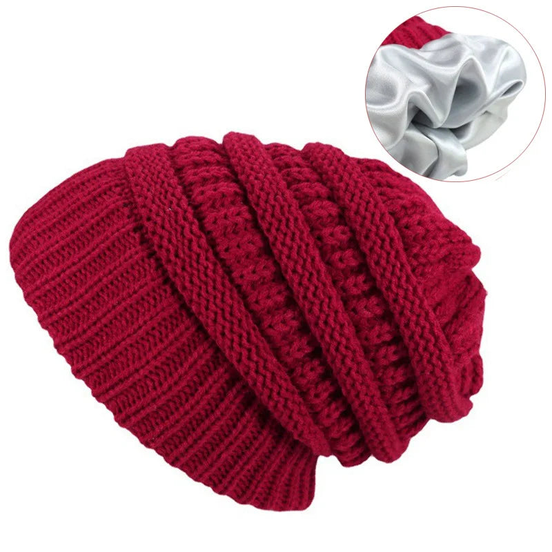 Satin Lined Slouchy Beanie