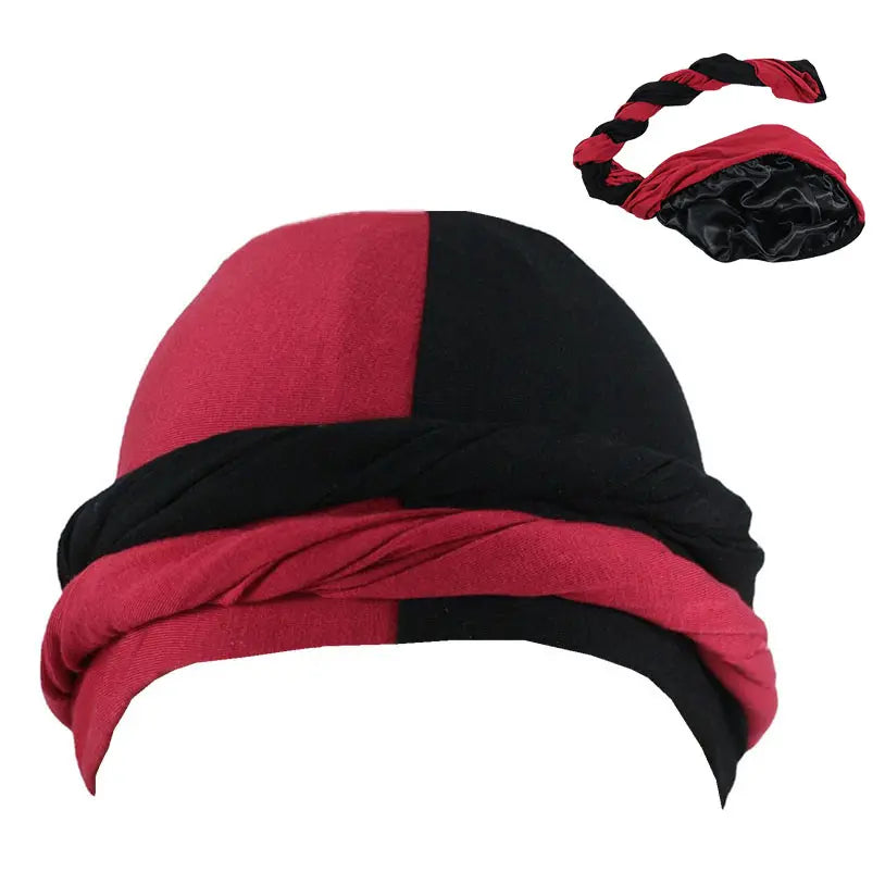 Two-Toned Satin Lined Turban